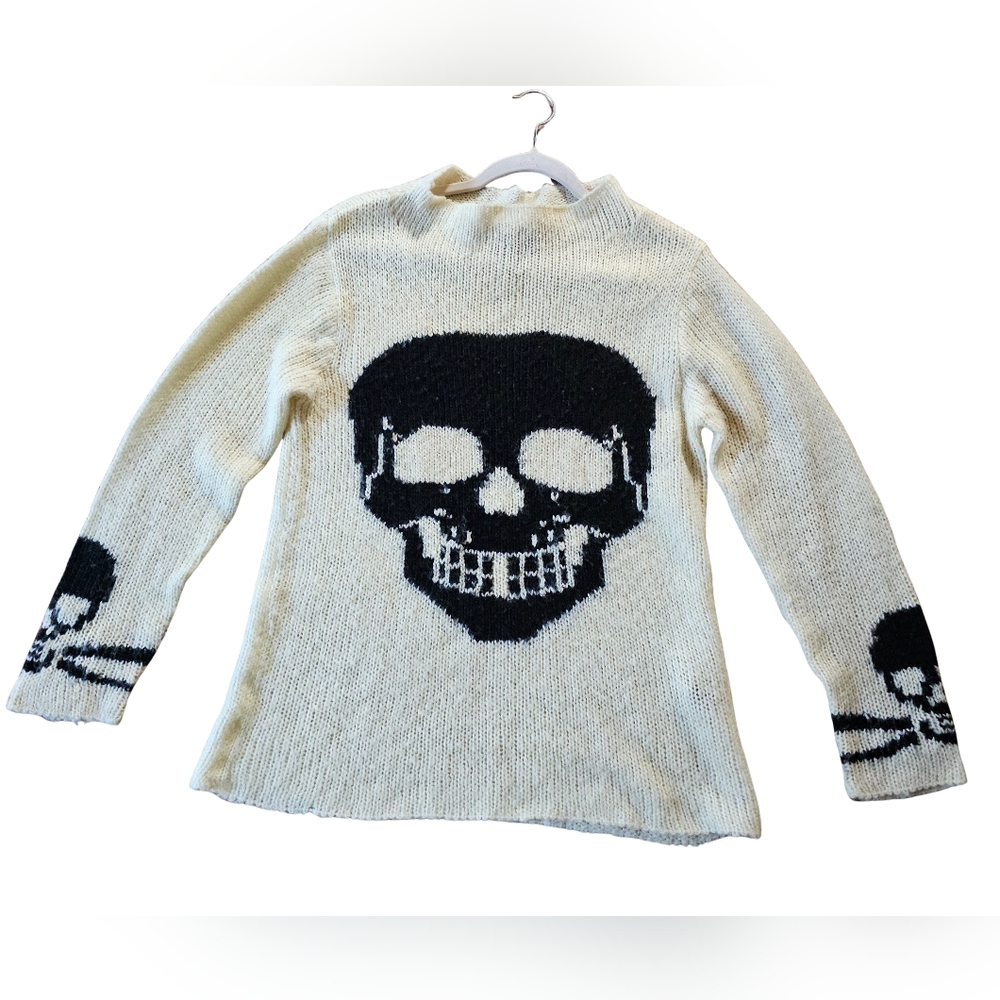 Rare Tripp NYC Black Skull Cream Sweater - Picture 3 of 6